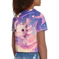 thumbnail image 5 of Uourmeti Axolotl Crop Top for Girls 10-12 Cute Short Athletic T-Shirt Summer Casual Loose Crew Neck Pullover Tops, 5 of 6