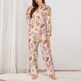 thumbnail image 2 of Yiaed Breakfast Print Pajamas Women's Long Sleeve Sleepwear Soft Button Down Loungewear Pjs Lounge Set Nightwear Womens Pajama Pants-Large, 2 of 7