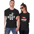 thumbnail image 1 of Camiseta de algodón puro con estampado frontal de pareja "Mr/Mrs RIGHT". Camiseta gráfica de verano informal. Camiseta urbana para hombre y mujer. Para adultos, hombres, mujeres, adolescentes, jóvenes, 1 of 5