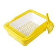 thumbnail image 1 of Caja de arena para gatos semicerrada con tapa abierta y antisalpicaduras de lados altos amarillo, 1 of 8
