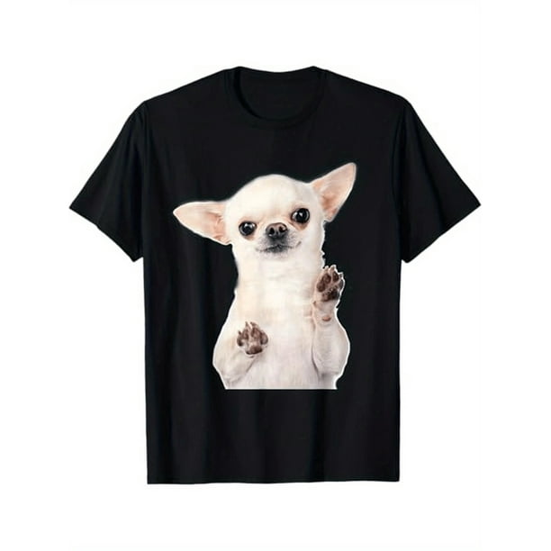 Camiseta con estampado de cachorro chihuahua, adorable mascota, cuello redondo, lavable a máquina, cómoda para todas las estaciones, 100 % algodón, regalo para hombres, mujeres, papás, mamás y amigos.