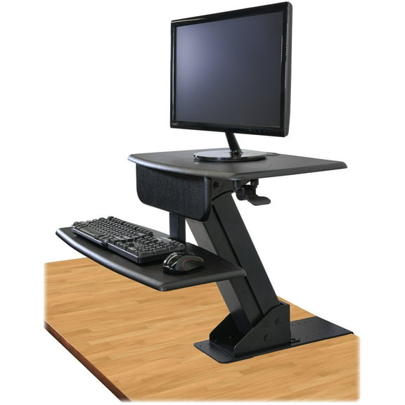 Kantek Desktop Adjustable Standing Workstation with Securing Clamp, Black