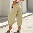 thumbnail image 4 of cocolona Womens Summer Casual Pleated Harem Pants Elastic Waist Straight Vacation Yoga Pants with Pockets, 4 of 5