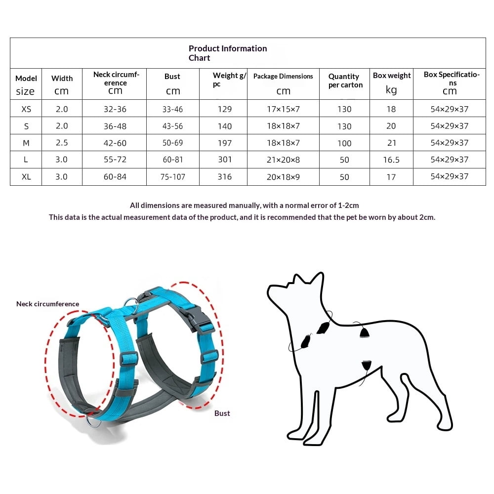 Pet No Pull Dog Harness, Adjustable Nylon Harness with Soft Padding, Reflective and Heavy Duty Dog Harness for Small, Medium, Large Dogs(light blue, L)