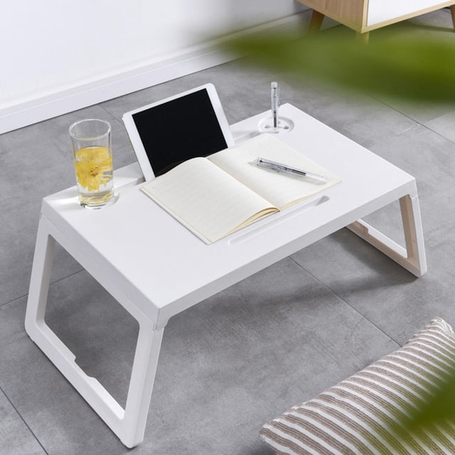 Soporte de cama ajustable, mesa de bandeja de escritorio de regazo, bandeja de desayuno, escritorio portátil plegable para computadora portátil, mesa Blanco Salvador escritorio para laptop
