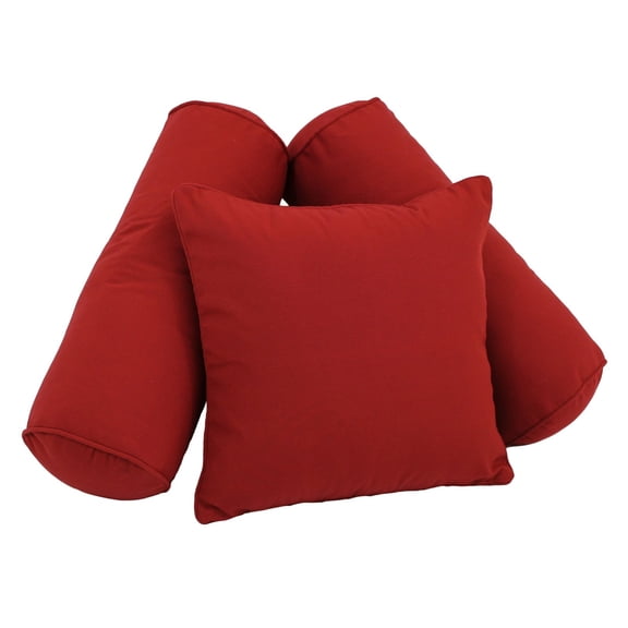 Double-corded Solid Twill Throw Pillows with Inserts (Set of 3) - Ruby Red