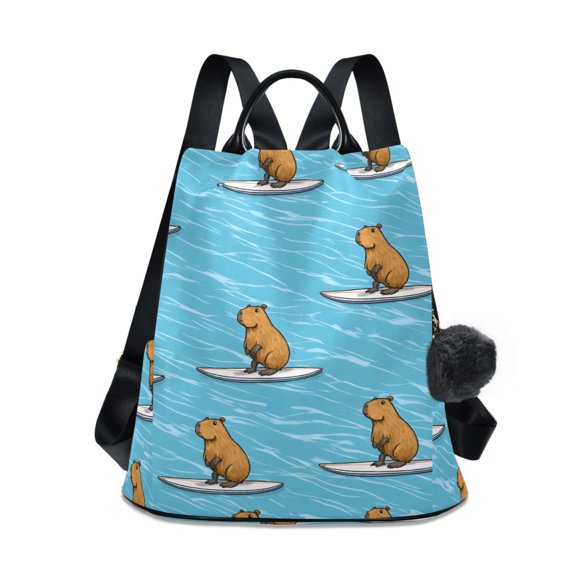 Travel Backpack for Women Large Capacity College Bags Multi-pocket Casual Daypacks 15 Inch Capybara Surfer on Water