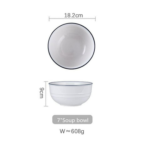 

White screw Thread Dinner Plate Ceramic Kitchen Plate Tableware Set Food Dishes Rice Salad Noodles Bowl Soup Bowl 1pc
