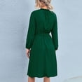 thumbnail image 4 of Fesfesfes Women Dress Casual Sexy Solid Color Long Sleeve Solid Color Crew Neck Dress Tops on, 4 of 8