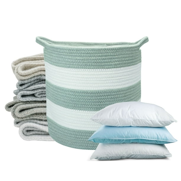 Planterist Cesta Organizadora Grande Tejida – Algodón Lavable, Plegable y Portable – Multiusos 33.5x34 cm para Almacenaje, Decoración y Ropa Sucia (Santa Catarina)