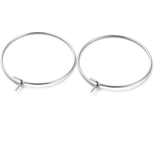 100 piezas de aros de acero inoxidable con dijes para copas de vino, pendientes abiertos, aros encantadores