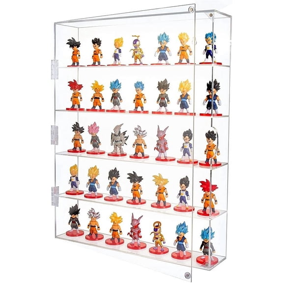NIUBEE Acrylic Display Case, Clear Display Case Wall Mounted or Desktop Dustproof Display Cabinet Box for Collectibles, Rock, Crystals, Mini Toys, Amiibo (5 Tiers)