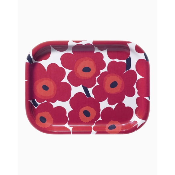 Marimekko - Assiette Rectangulaire en Grès Unikko Oiva (Coquelicot Rouge)