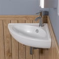 thumbnail image 5 of Pemberly Row White 22" Corner Wall Mounted Ceramic Sink with Faucet Hole, 5 of 5