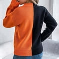 thumbnail image 3 of Halloween Sweaters for Women Pumpkin Sweater Crew Neck Color Block Long Sleeve Pullover Tops Fall Winter Clothes #04 Orange Size M, 3 of 4