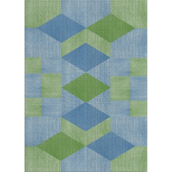 Ahgly Company Indoor Rectangle Patterned Cyan Opaque Blue Novelty Area Rugs, Swatch Sample