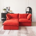 thumbnail image 4 of Sodrens Modular Sectional Sofa Couch,82.66" Velvet Loveseat Sofa with Ottoman,Minimalist Style Comfy Couch for Living Room Apartment,Red, 4 of 8