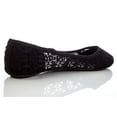 thumbnail image 2 of Charles Albert Women's Breathable Crochet Lace Ballet Flat Black Size 8, 2 of 7