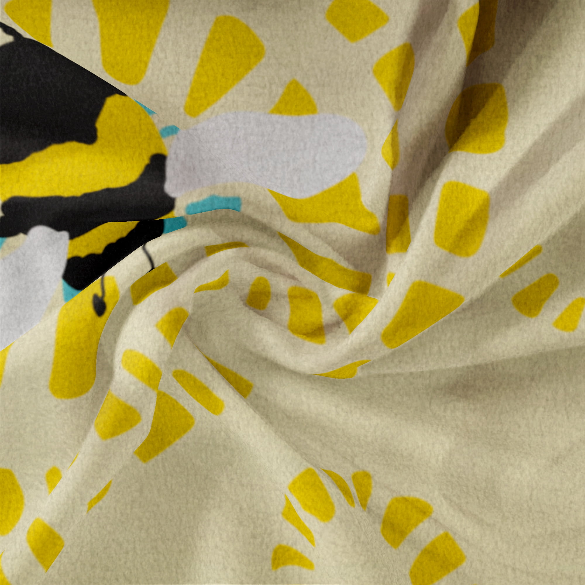 Mainstays 1.5 Yards 100% Polyester Brushed Fleece Bees Circles, Yellow, 60" Wide for Crafts