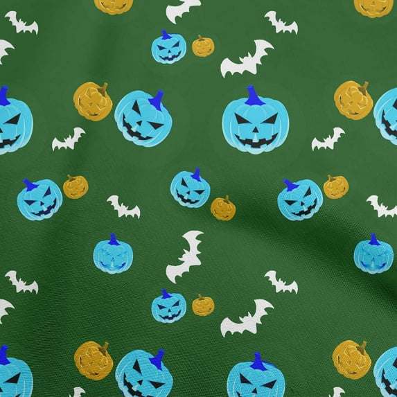 oneOone Cotton Jersey Dark Green Fabric Halloween Craft Projects Decor Fabric Printed By The Yard 58 Inch Wide