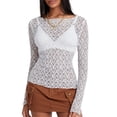 thumbnail image 2 of Faithtur Femmes Été Pures Crop Tops Manches Longues Équipée Dentelle Courte Sortir Tops pour Parti, 2 of 9