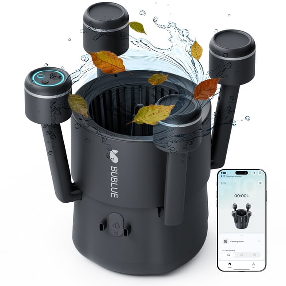 BuVortex V5 Robotic Surface Skimmer, Pool Cleaner with Powerful Suction, Dual Motor, 5L Filter, Dual Cleaning Modes, Smart App Control, One-Tap Docking, LED, AI Navigation
