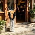 thumbnail image 4 of Hyknon Round Umbrella Stand Rack Free Standing Umbrella Holder Bin Decorative Hollowed Canes Walking Sticks Holder for Entryway Home Office Organization, Plstic, 5.9x13.8Inch, 4 of 6