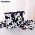 thumbnail image 3 of Bolso Montana West de piel con estampado de vaca para mujer, color negro, 3 of 6