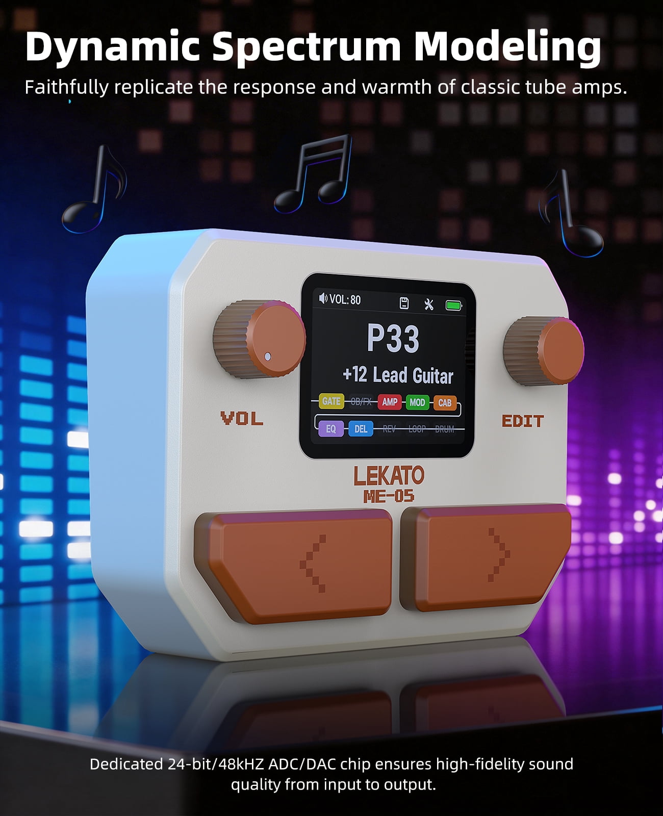 LEKATO Mini Guitar Amp 5W Rechargeable Electric Guitar Amplifier Clean&Overdrive Effects Bluetooth Guitar Amp Portable for Daily Practice