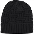 thumbnail image 2 of Debra Weitzner Mens Slouchy beanie knit winter hat Warm Wool Faux-Fur Skull Cap 2-pack Black & Burgundy, 2 of 4