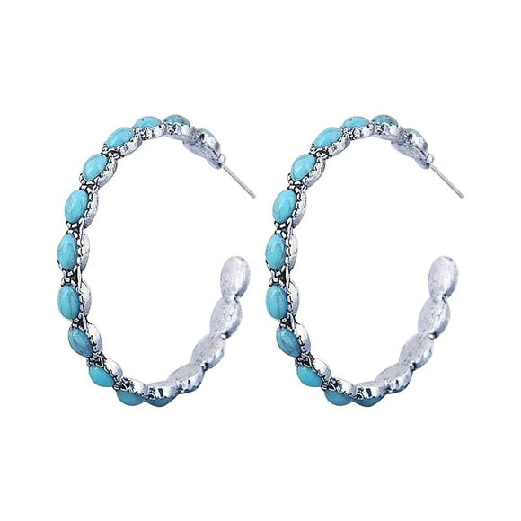 Hearth & Gear Geometric Large Set Turquoise Earrings Women's Turquoise Earrings Girls Large Turquoise Earrings Fashion Jewelry Valentine's Day Birthday Retro Antique Temperame Pack Earrings Stud