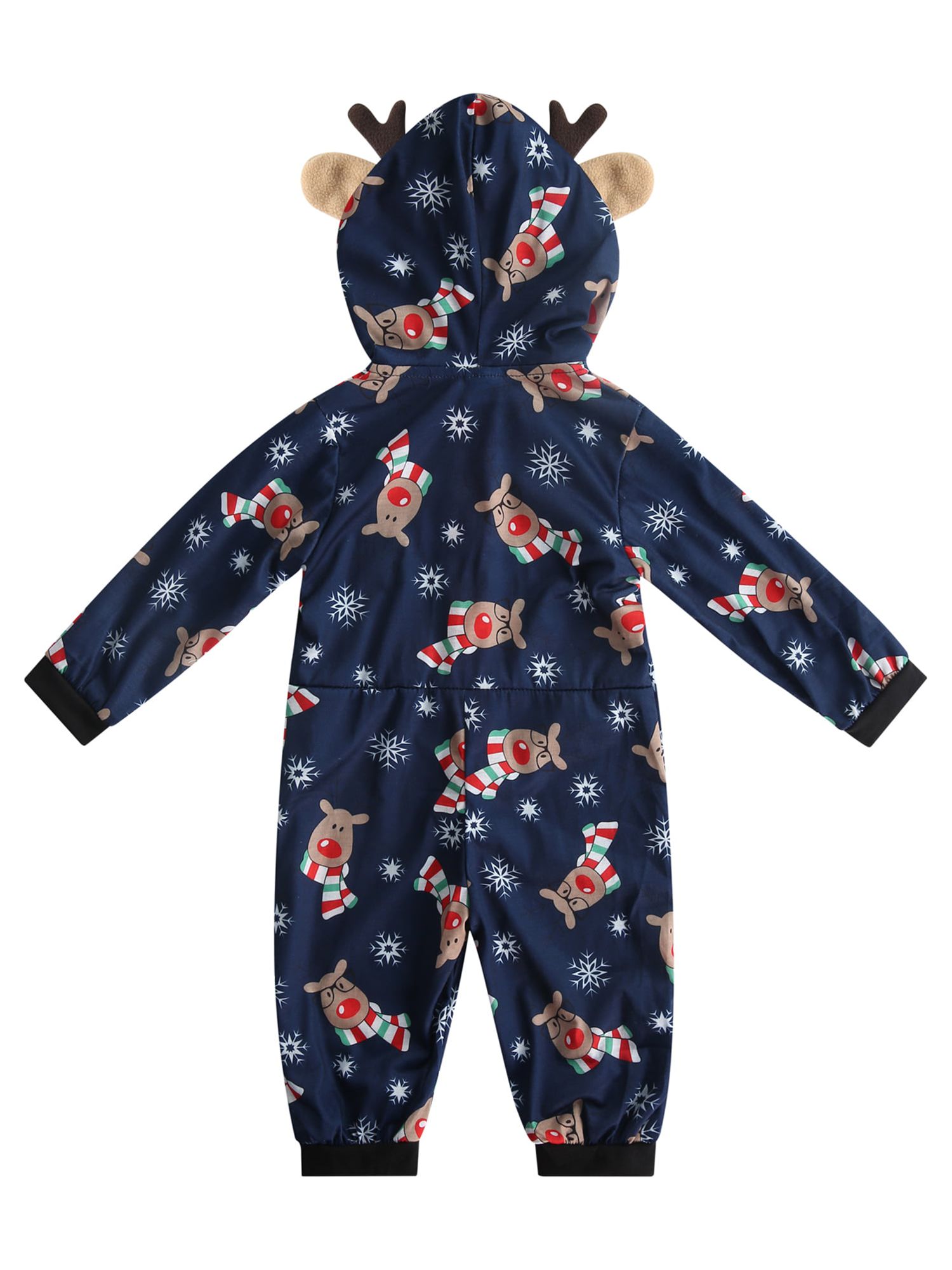 Shuttle tree Family Christmas Matching Pajamas Cartoon Deer Hooded Onesies Xmas One-Pieces Sleepwear Adult Kids Baby - image 3 of 7