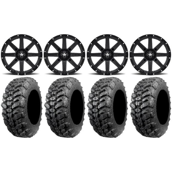 MSA Black Clutch 14" ATV Wheels 28" Sniper 920 Tires Honda Foreman Rancher SRA