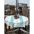 thumbnail image 2 of Outdoor Tablecloth with Umbrella Hole for Patio/Picnic/Party/Camping, Aqua Coastal Striped Waterproof Table Cloth Round Cover Washable, Modern Nautical Thin Stripes (Dia 60"), 2 of 9