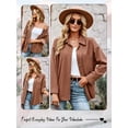 thumbnail image 6 of HUBERY Women Lapel Collar Single Breasted Long Sleeve Corduroy Coat, 6 of 7