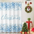 thumbnail image 5 of Shower Curtain 72"W x 96"L Merry Christmas Winter Blue Snowflakes Fabric Shower Curtains Set with Hooks Water Repellent Bathroom Curtains Machine Washable Bathroom Accessories, 5 of 9