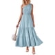 thumbnail image 1 of Vestido PRETTYGARDEN Maxi Azul con Nudo y Un Hombro Sin Mangas Talla L, 1 of 8