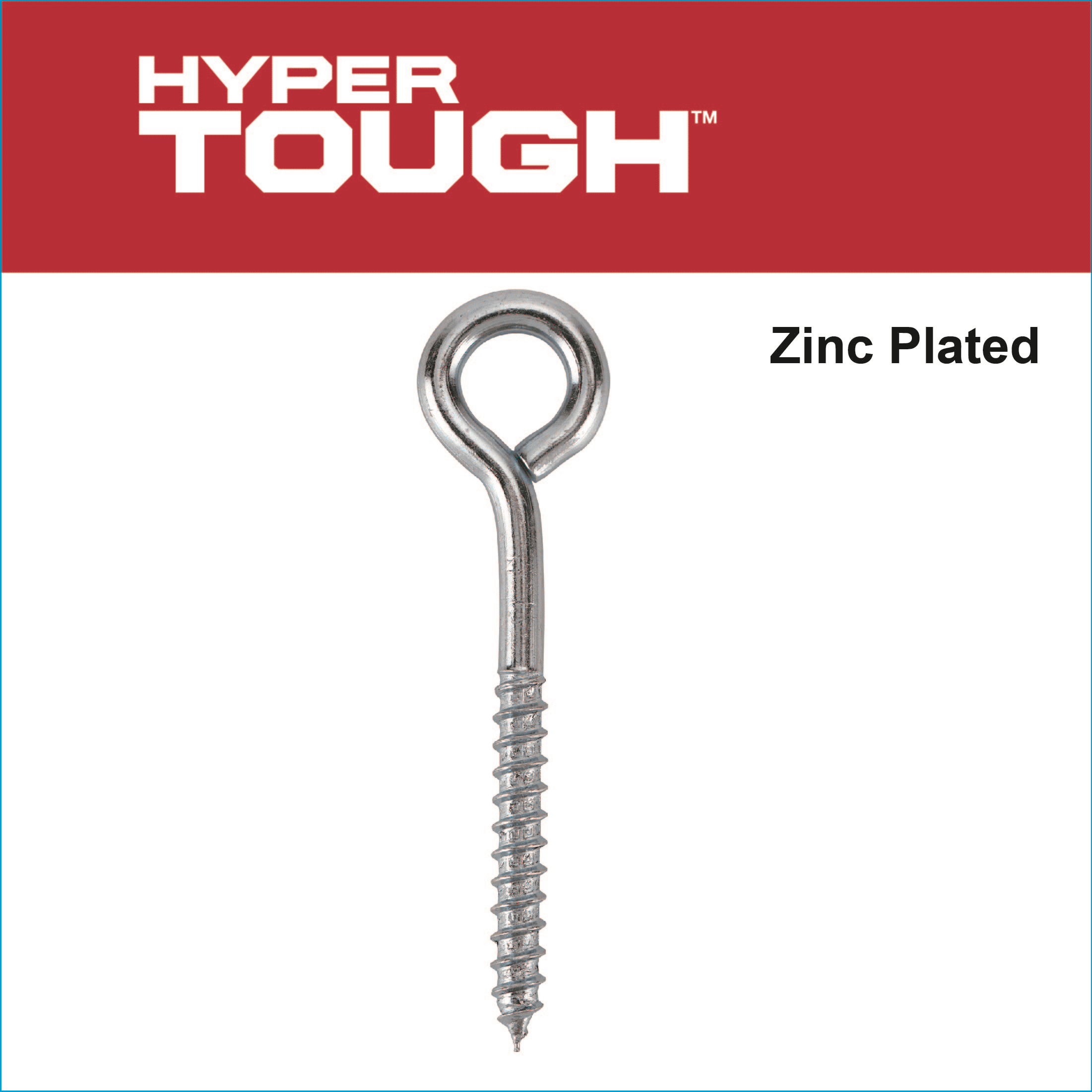 (6 pack) Hyper Tough 3/8 inch. x 4-1/2 inch. Lag Screw Eye, Zinc Plated
