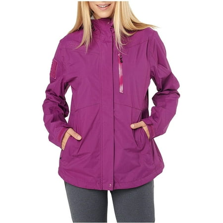 5.11 Tactical Women's Polyester Aurora Waterproof Shell Jacket, Nylon Plain Weave, Style 38077, Mulberry, X-Small