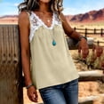 thumbnail image 6 of Slim Cami Women Lace V Neck Sleeveless Tank Tops Casual Loose Soft Lace Patchwork Tunic Blouses for Summer Travel Khaki L, 6 of 6