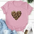 thumbnail image 4 of WREESH Womens Graphic Tee Valentine's Day Heart Leopard Print Shirts for 2025 Spring Summer Fashion Casual Tops Pink, 4 of 5