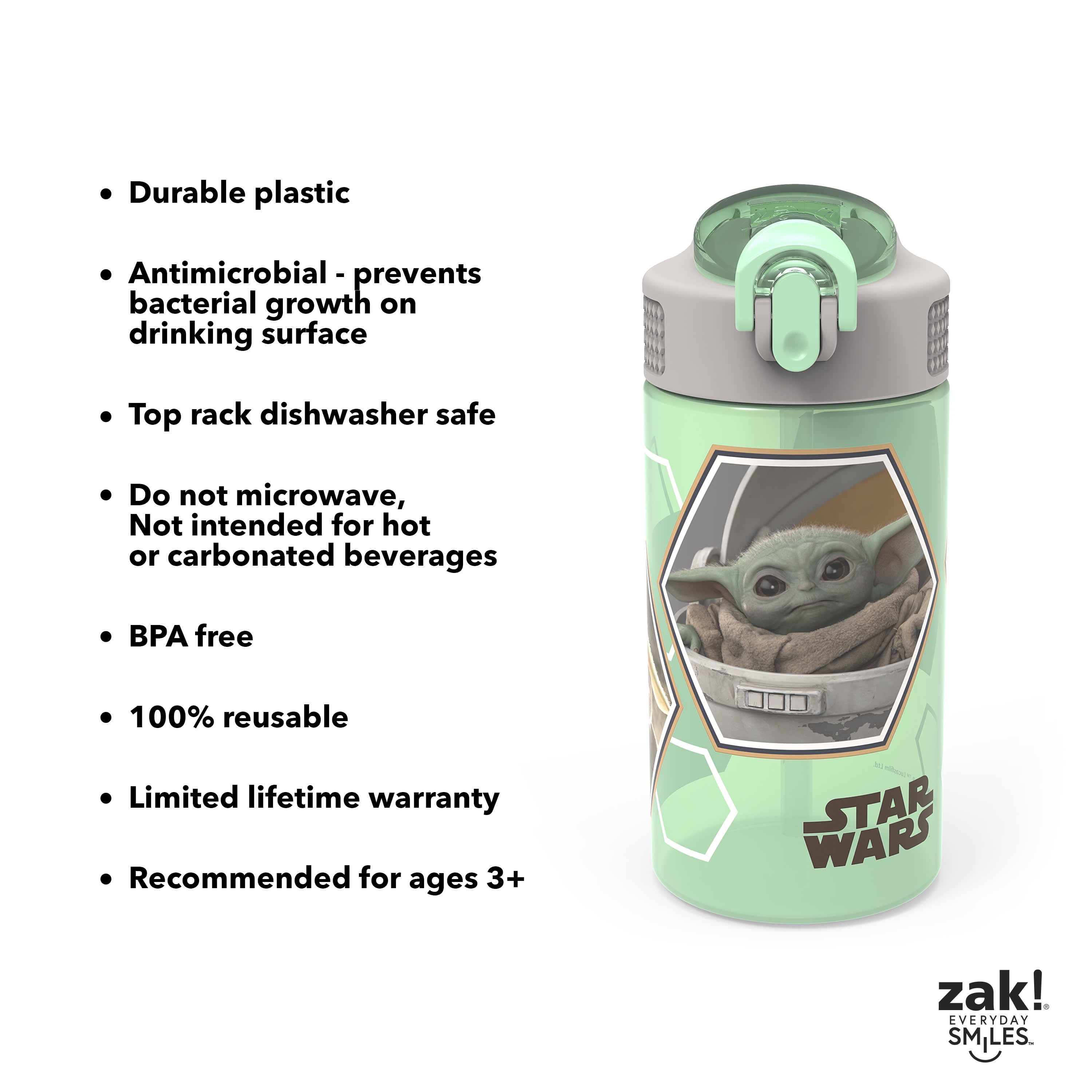 zak! Beacon Bottle Set of 2, Star Wars The Mandalorian The Child - 16 oz  Each - Durable Plastic - Si…See more zak! Beacon Bottle Set of 2, Star Wars