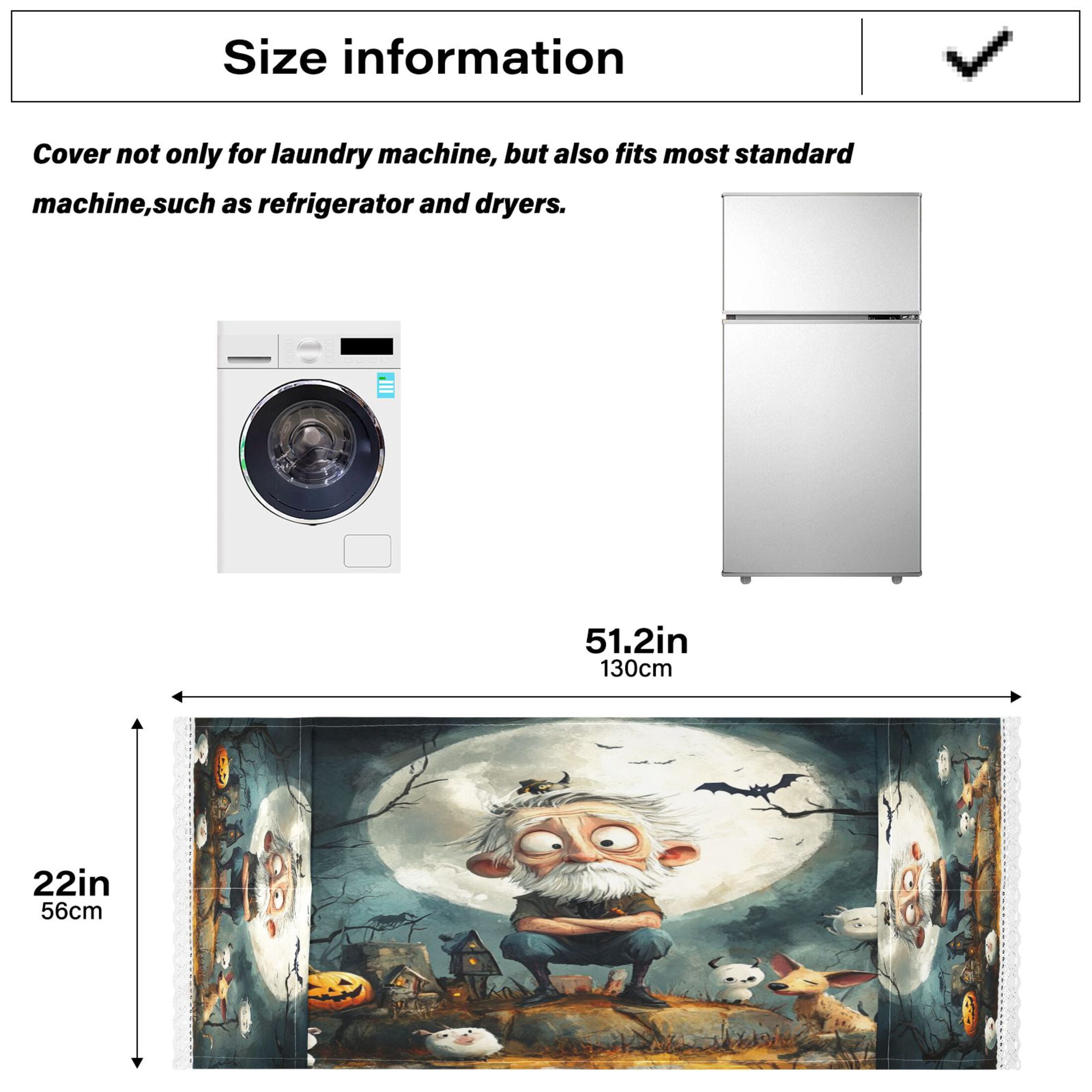 Halloween AtmosphereWasher and Dryer Covers Dust-Proof and Oil Resistant Fridge Cover with 4 Storage Pockets Washing Machine Top Cover for Laundry Kitchen Home 51.2 x 22 In