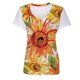 thumbnail image 4 of Moda mujer estampado de girasol camisetas cuello redondo casual mangas cortas tops blusa Pompotops  hkajfhjk460893, 4 of 5
