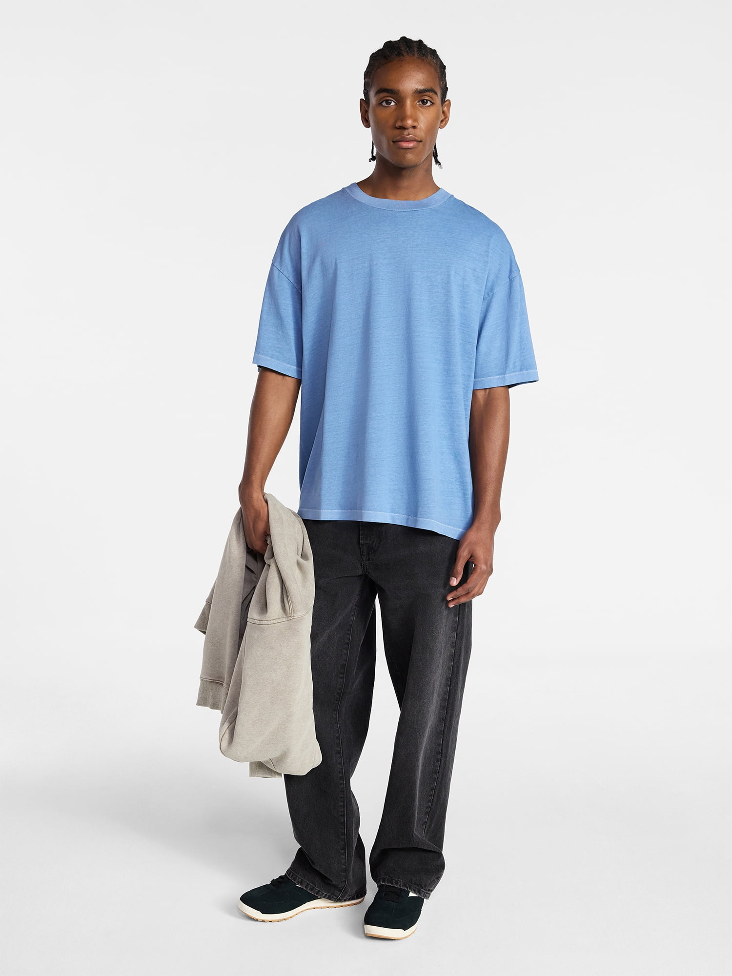 No Boundaries Men's Oversized Boxy Tee with Short Sleeves, XS-4XLT