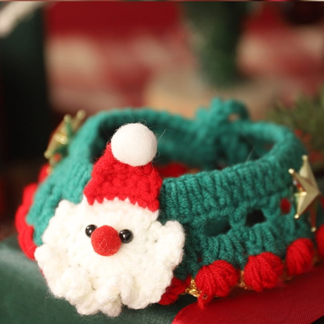 Collares Navideños Para Gatos Y Perros Collares De Ganchillo Para Gatos Gatos Amantes De Los Gatos Navidad Collares Tejidos A Mano Accesorios Para Mascotas Collar Trenzado Con Lazo Decorativo