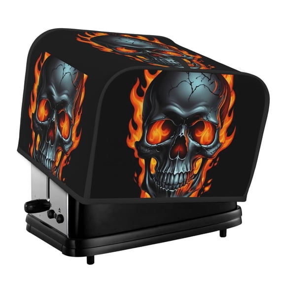 Rateoe Flame Metal Skull Pattern Toaster Covers 4 Slice Wide Slot,Bread Machine Cover,Bread Dust Cover & Fingerprint Protection,Appliance Covers