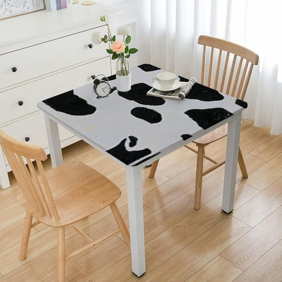 HAOXIT Square Black and White Cow Print Square Tablecloth Ractangle Tablecover, for Party, Dance and Picnic 36*36
