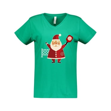 Inktastic Christmas Pickleball Santa Women's V-Neck T-Shirt