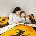 thumbnail image 4 of Manfei Witch Bedding Sets Twin Size,Happy Halloween Comforter Sets with Sheets,Black Castle Bats Bed in a Bag Twin Size For Kids Boys,Lightweight Bedroom Decorative Reversible,7-Piece, 4 of 7